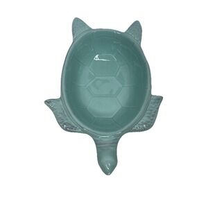 Turquiose Ceramic Turtle Soap Dish 7 x 6 x 2 inch Beach Decor, New W Sm Defect